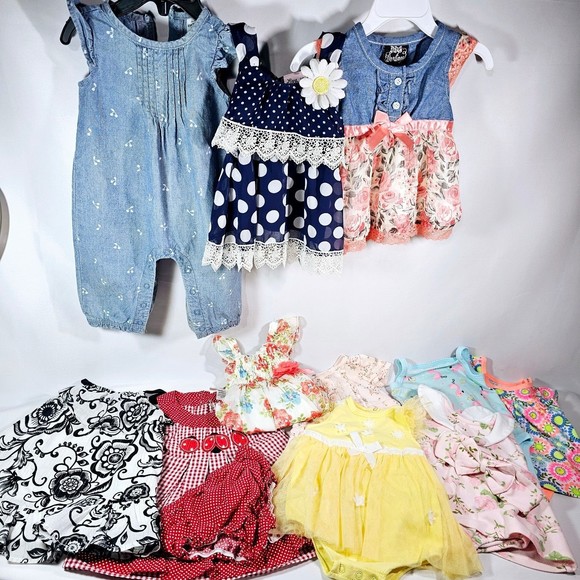 Baby Girl Dresses 3 to 6 Months 10 Dresses 1 Jumper Adorable Assorted Brands - Picture 8 of 9